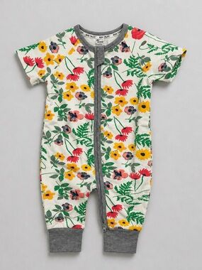 Kids Tales Floral Short-Sleeve Zip One-piece floral NWT size 6-9 months